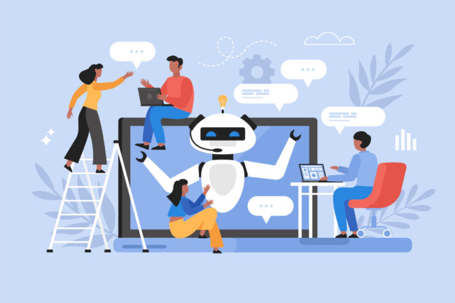 Artificial intelligence chat service business concept. Modern ve